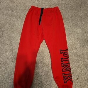 PINK Victoria's Secret Red Sweatpants with Black Drawstring